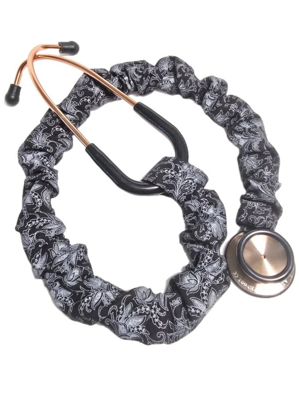 Handmade Black Paisley Print Stethoscope Sleeve: Cotton Cover